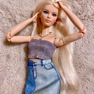 Glittery Grey tube top for Barbie